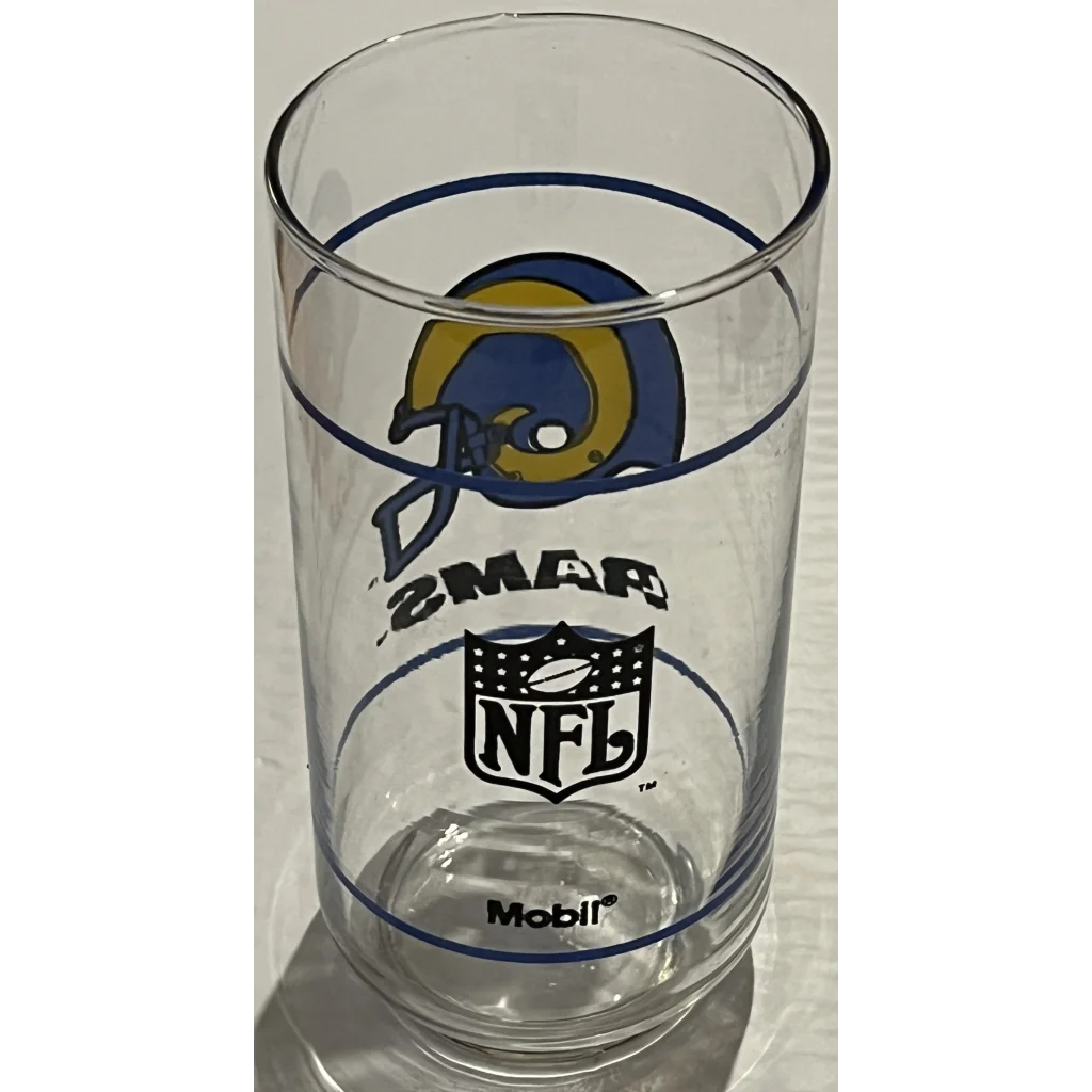 Vintage 1980s NFL and Mobil St Louis LA Rams Collectible Glass Collectibles Antique Items | Memorabilia Glass: