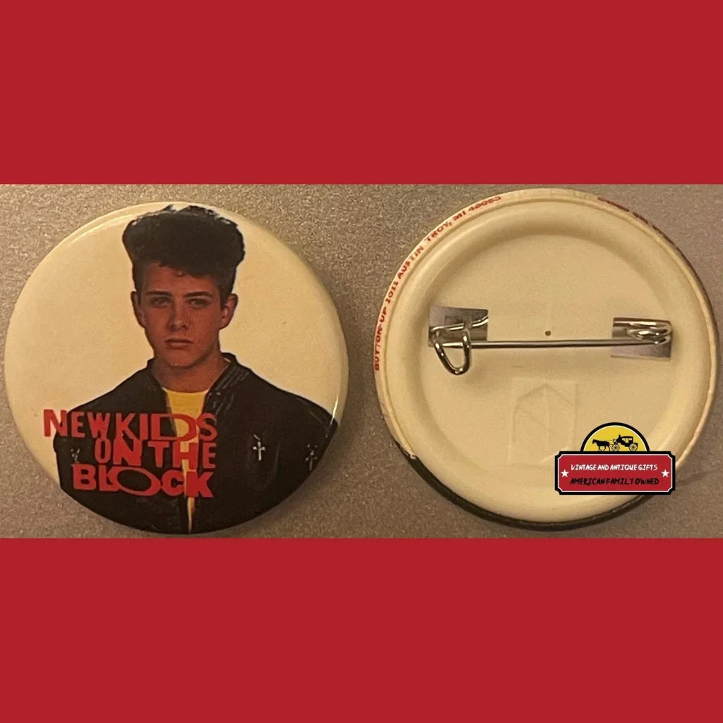 Circular pin featuring Joey McIntyre captures 80s music history nostalgia