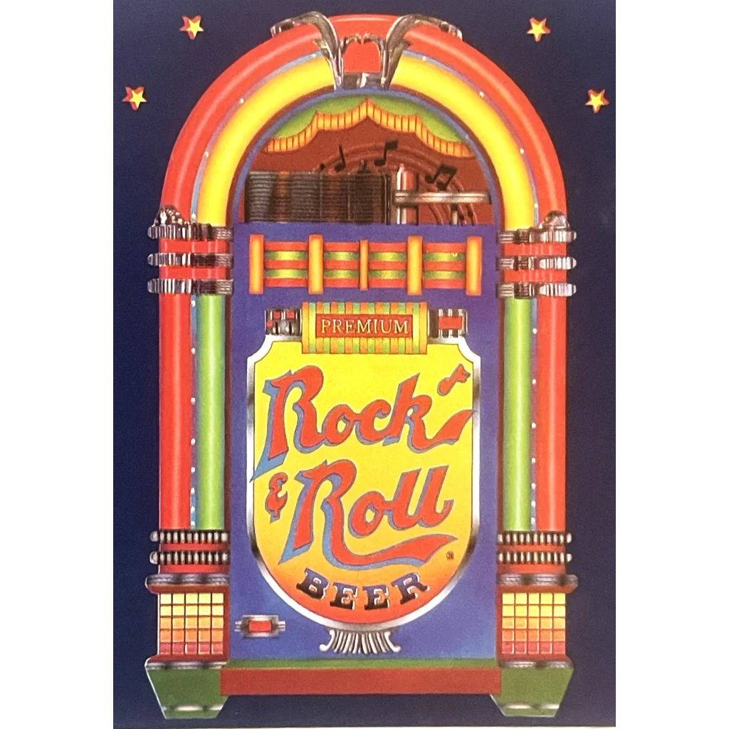 Vintage 1980s Rock and Roll Beer Label St. Louis MO 🎶 Jukebox! Advertisements Antique Alcohol Memorabilia Rare &