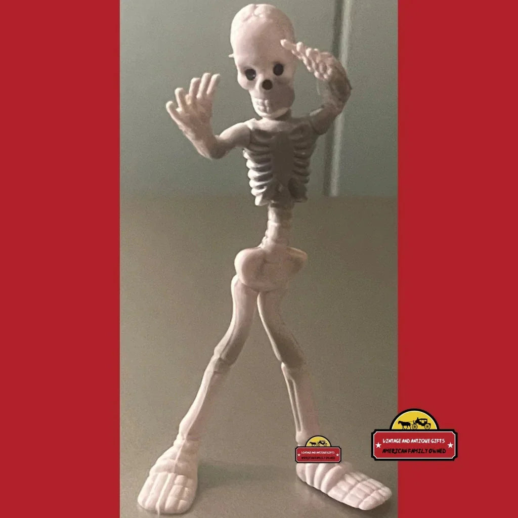 Cartoonish poseable skeleton toy with oversized feet for fun nostalgia and play