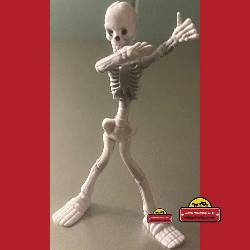 Colorful poseable skeleton toy with a fun dynamic pose for nostalgic vibes