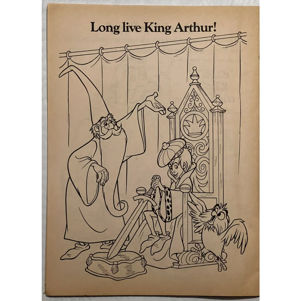 Coloring page from King Arthur in the Magical 80s Disney Stone Activity Book