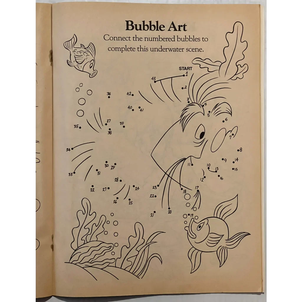 Connect-the-dots underwater scene in Magical 80s Disney Stone Activity Book