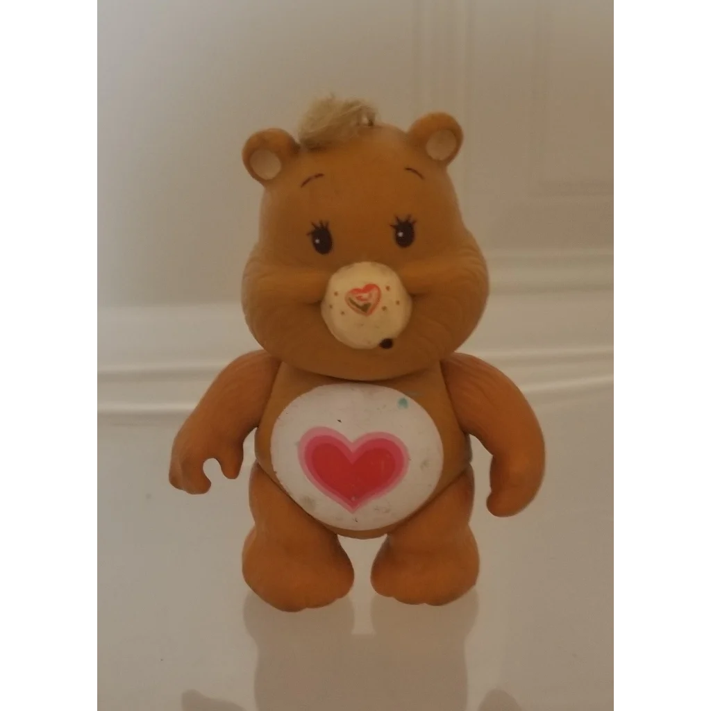 Vintage 1983 Tenderheart Bear PVC figure with heart belly on brown fur