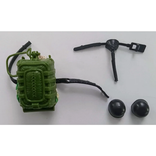 Vintage 1984 GI Joe parachute pack with green gas mask