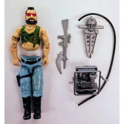 Vintage 1985 Hasbro Ripper Dreadnok action figure with red sunglasses