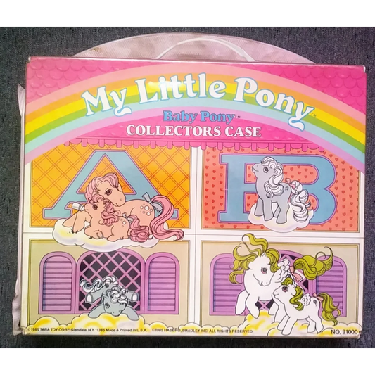 Vintage 1985 My Little Pony baby pony collectors case with rainbow design