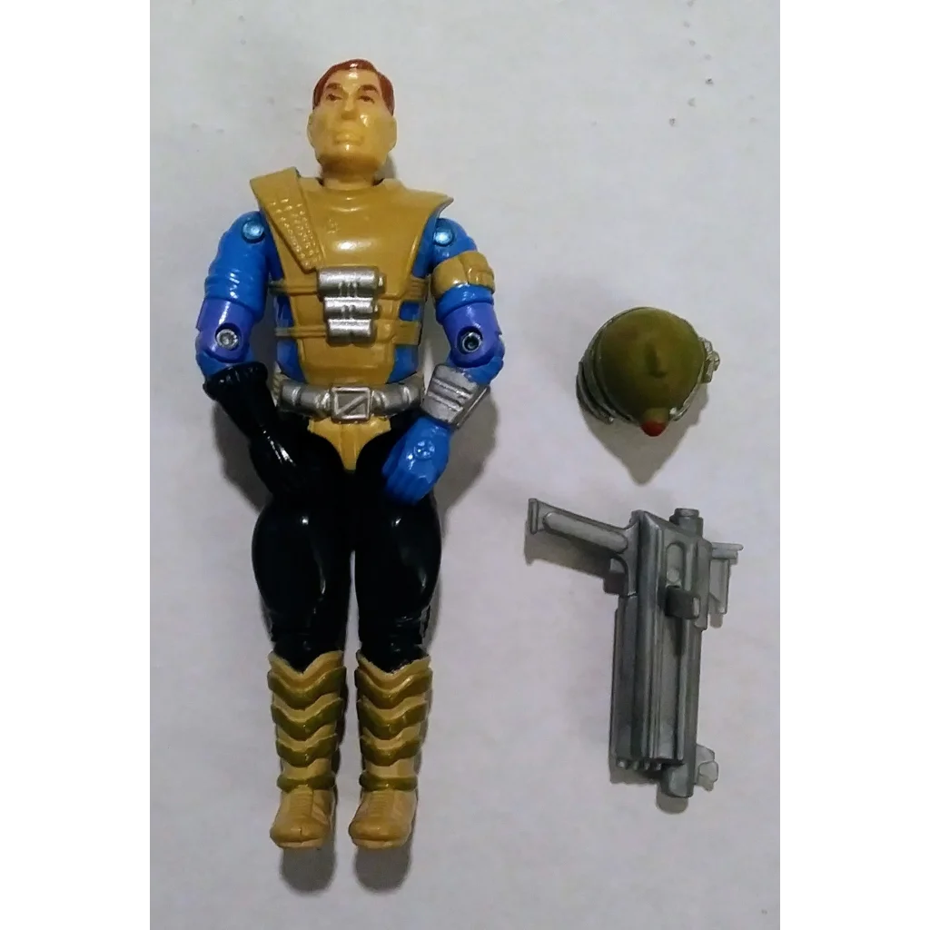 Vintage 1987 GI Joe action figure in blue black costume with yellow accents