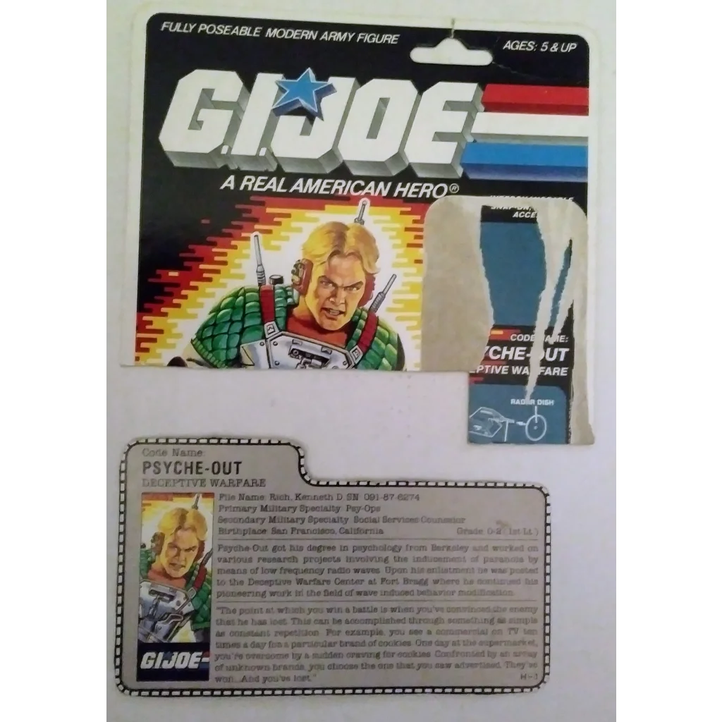 Vintage 1987 GI Joe action figure Psyche Out in deceptive warfare pose