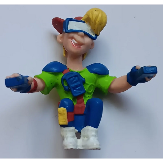 Vintage 1990 Burger King Kids toy figure with blonde hair, green blue outfit