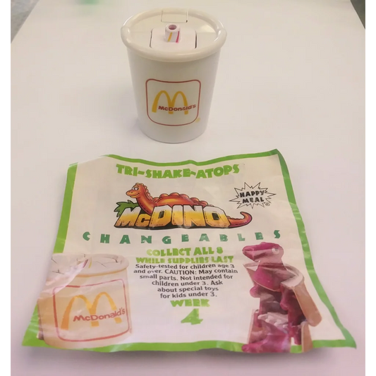 Vintage 1990 McDonalds Happy Meal Toy Dinosaur Changeables Cup