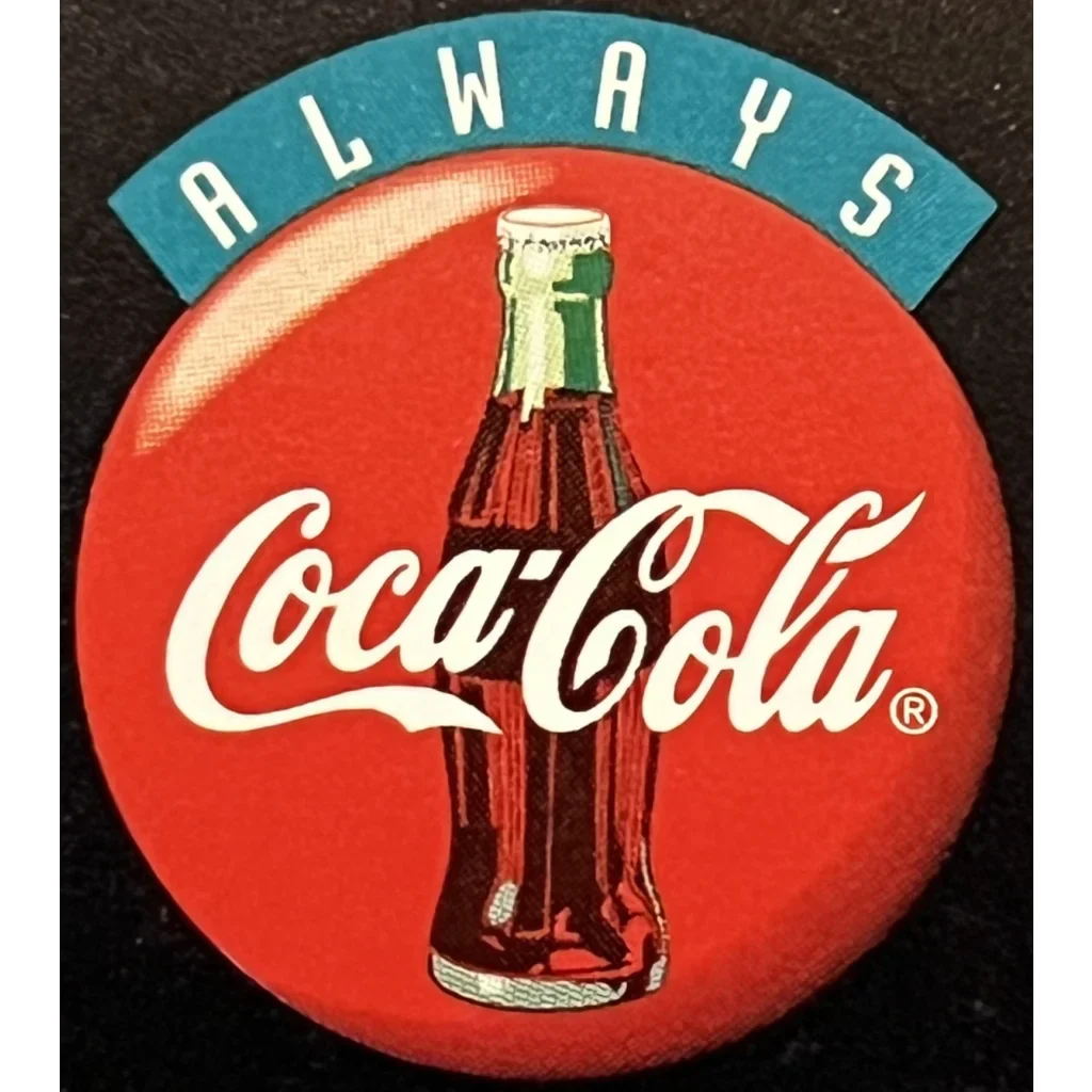 Vintage Coca-Cola bottle hanger with iconic logo and bottle design from 1994