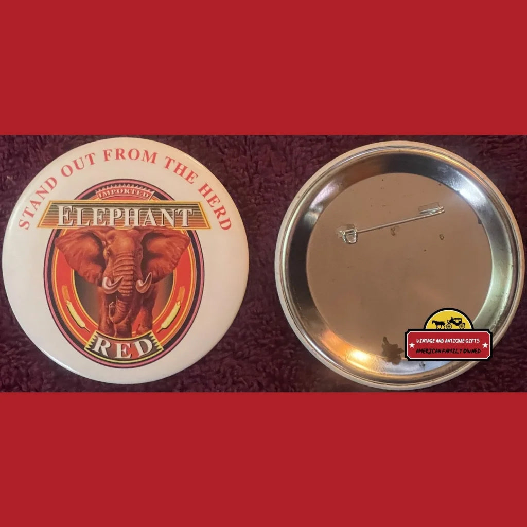 🐘 Vintage 1990s Elephant Red Beer Pin ’Stand Out From The Herd’ 🍺 Advertisements Antique and Alcohol