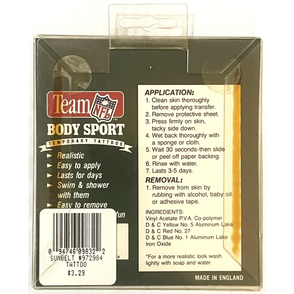 NFL Body Sport Temporary Tattoo Kit with instructions for Vintage New York Jets antique gifts