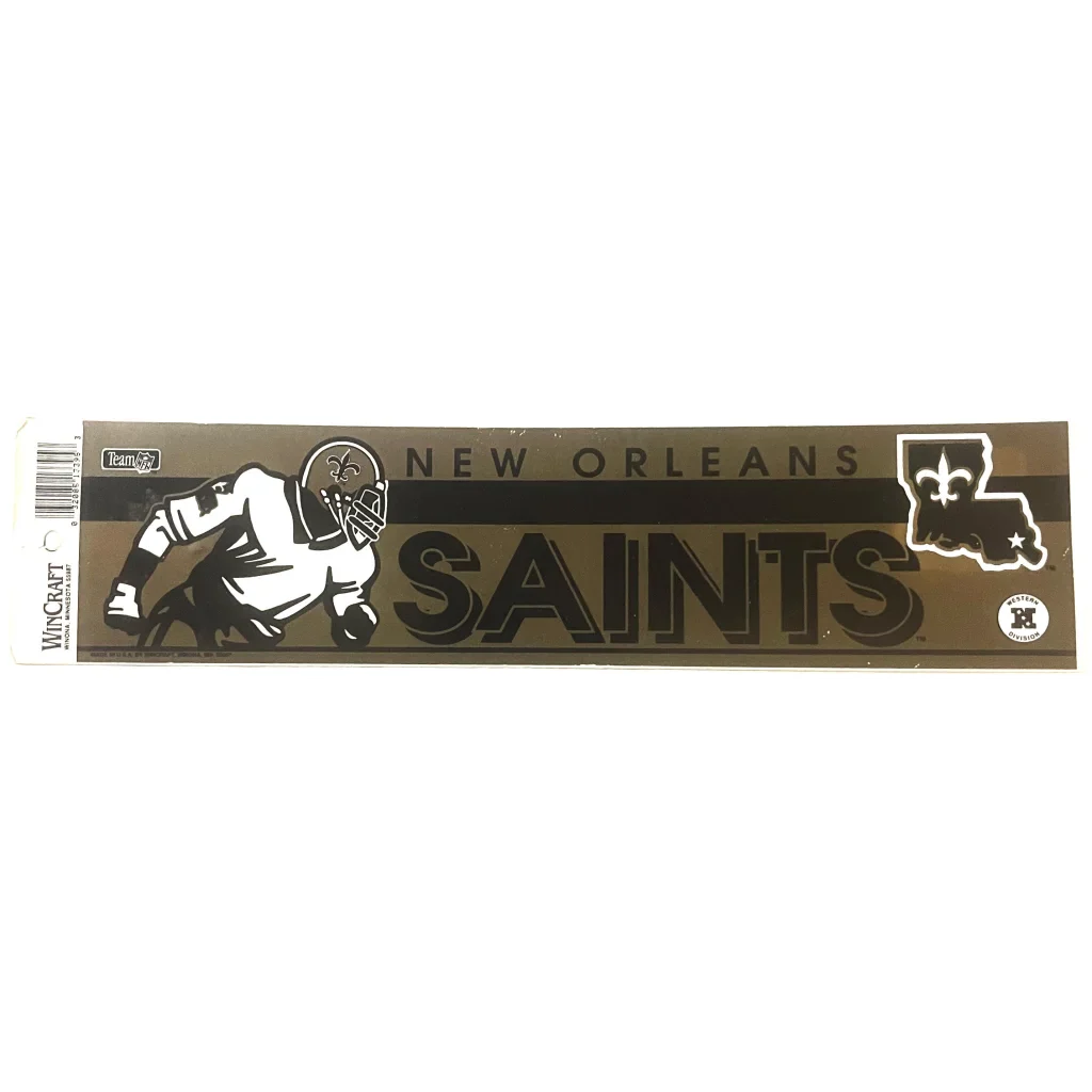 Vintage New Orleans Saints bumper sticker with team logo and name, perfect for fans