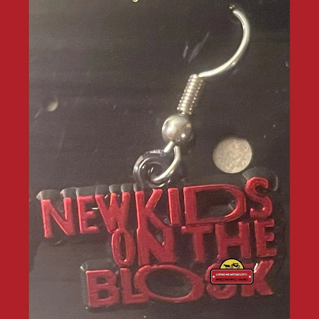 Vintage 1991 New Kids on The Block Earrings Boston MA NKOTB Red Advertisements Original Earrings: ’91 - 1x1/2 ~