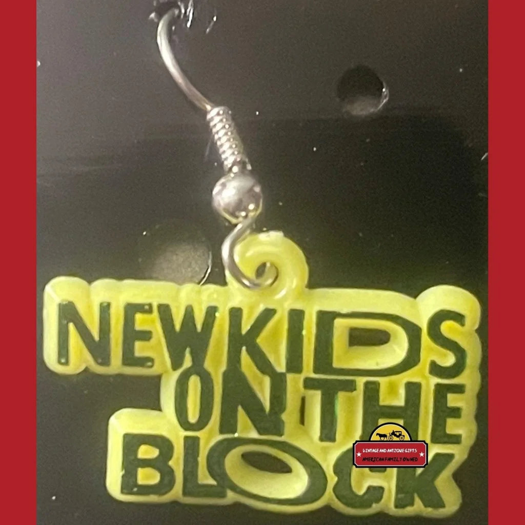 Vintage 1991 New Kids on The Block Earrings Boston MA NKOTB Yellow Advertisements Retro Earrings:
