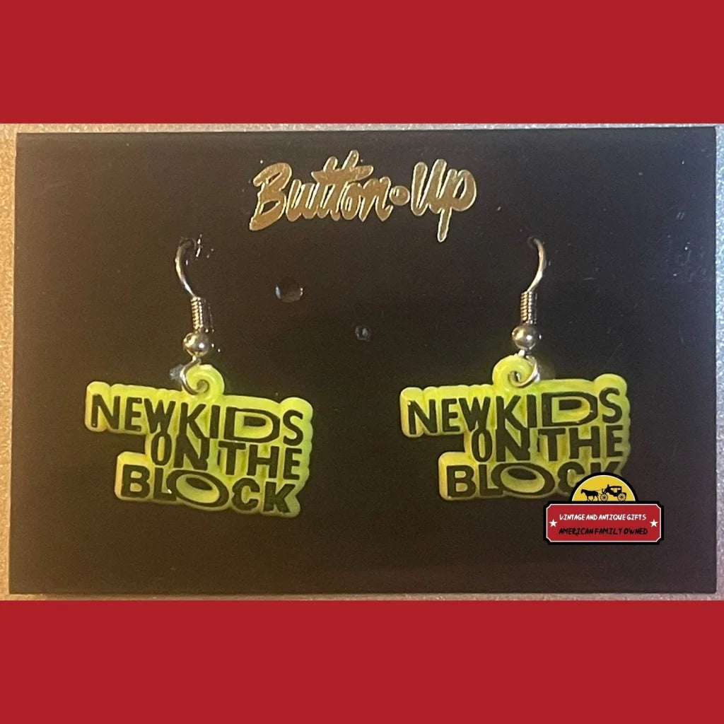 Vintage 1991 New Kids on The Block Earrings Boston MA NKOTB Yellow Advertisements Antique Collectible Items