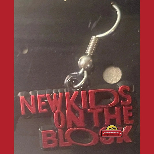 Earring with NKOTB red lettering, perfect for boy band fans and block earrings lovers