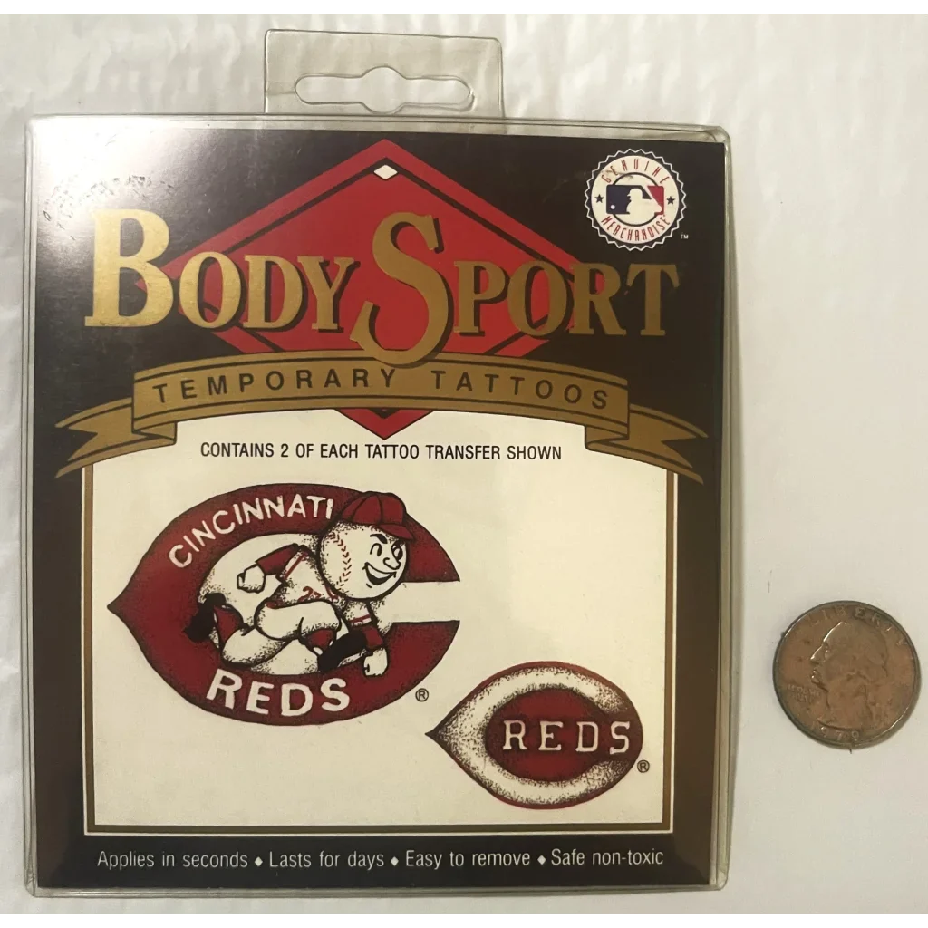 Vintage 1992 Cincinnati Reds temporary tattoos for MLB collectors and fans