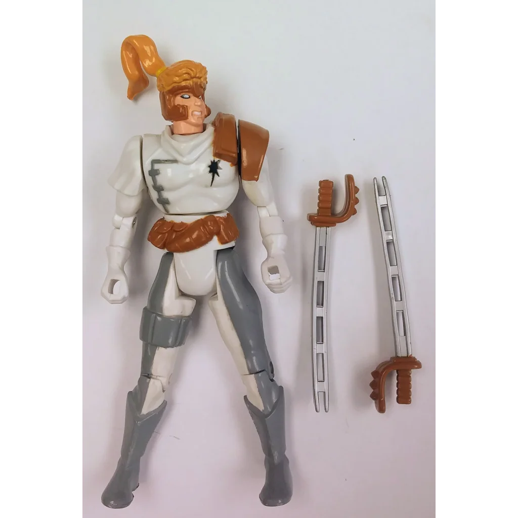 Vintage 1992 Shatterstar X-Force action figure with orange hair, white outfit, dual swords