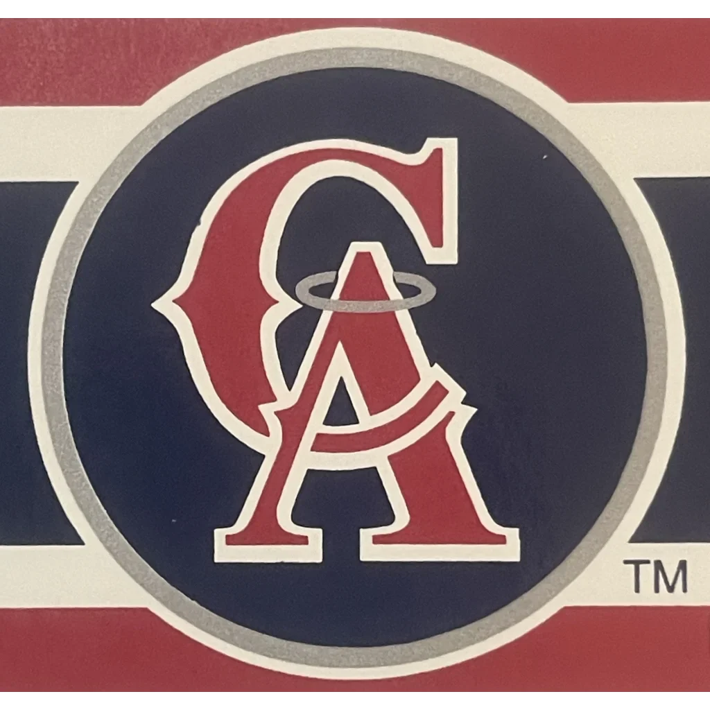 California Angels logo with interlocking CA letters on a navy blue bumper sticker