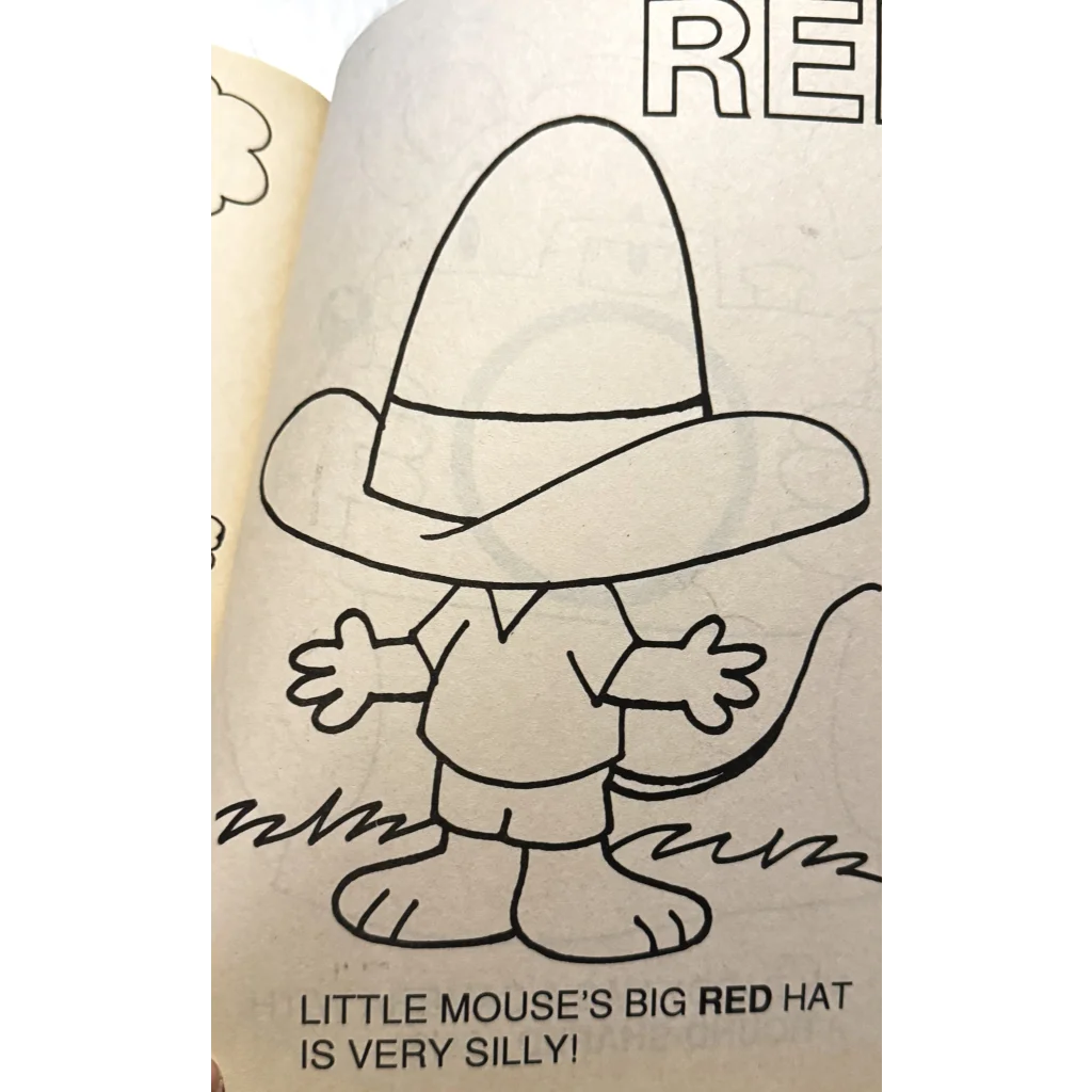 Cartoon figure in a big cowboy hat from the Discover America Learn Coloring Book