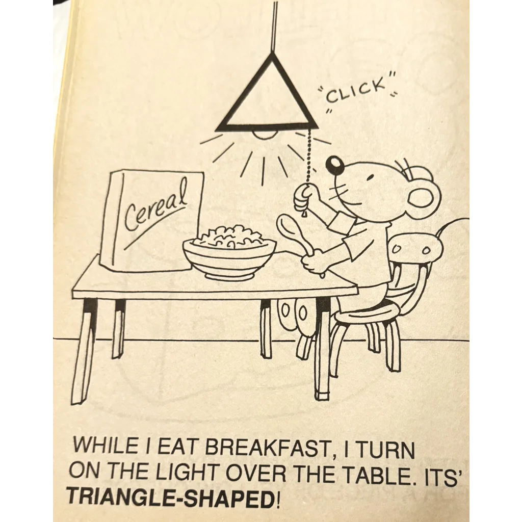 Cartoon mouse munching cereal in a fun scene from the Learn Coloring Book set