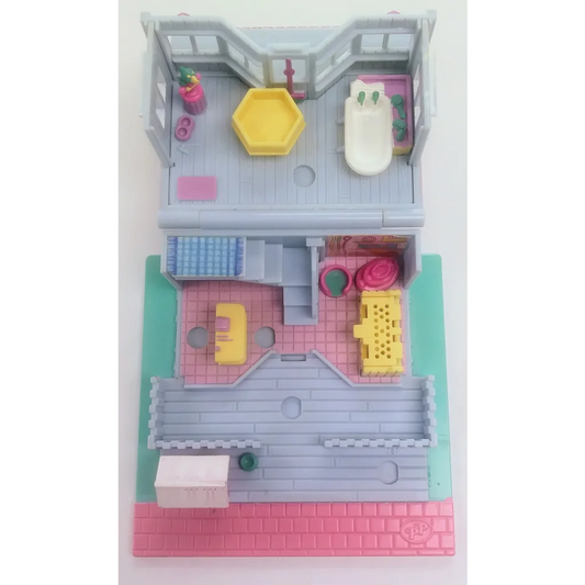 Vintage 1993 Polly Pocket Pet Shop bathroom set with pink tub and sink