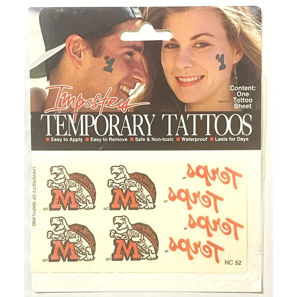 Cool package of Rare 1994 Maryland Terps Temporary Tattoos with bulldog mascots