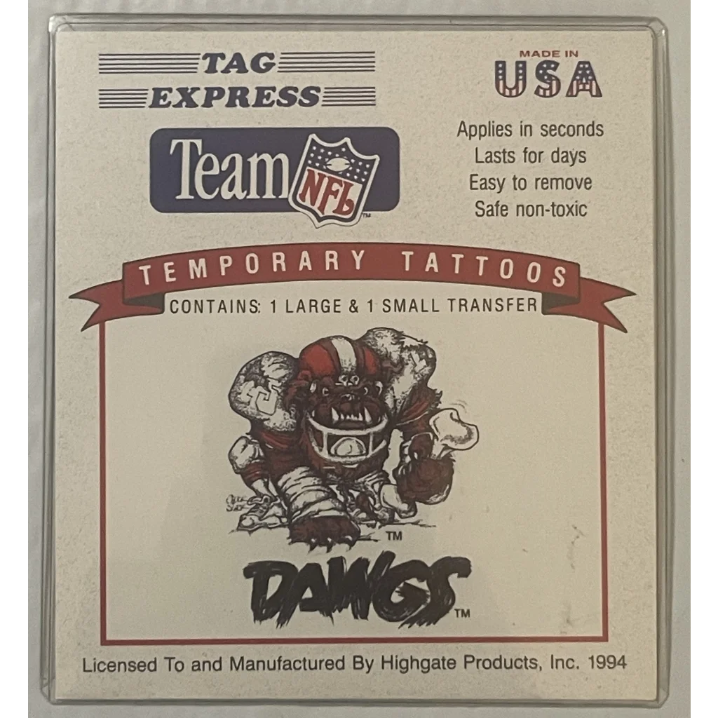 Vintage 1994 NFL Cleveland Browns Dawg Pound Temporary Tattoos Fan Memorabilia! Collectibles Antique Collectible Items |