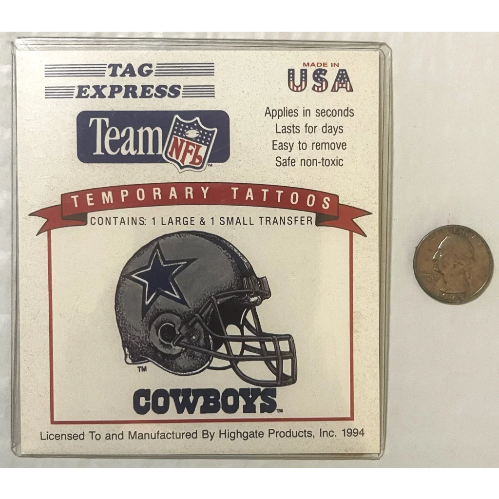 Vintage 1994 🏈 NFL Dallas Cowboys Temporary Tattoos America’s Team Memorabilia! Collectibles Antique Collectible