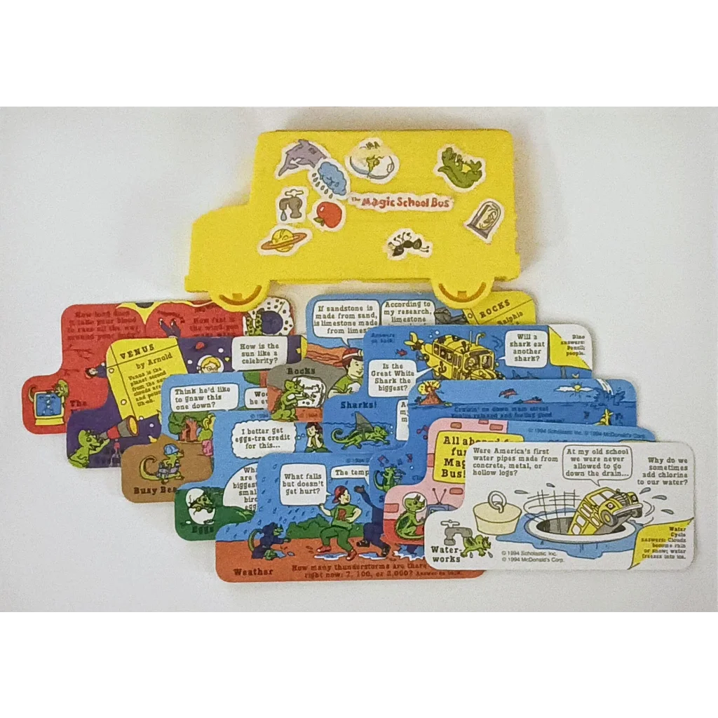 Vintage 1994 Magic School Bus Happy Meal toy: yellow bus with fold-out pages