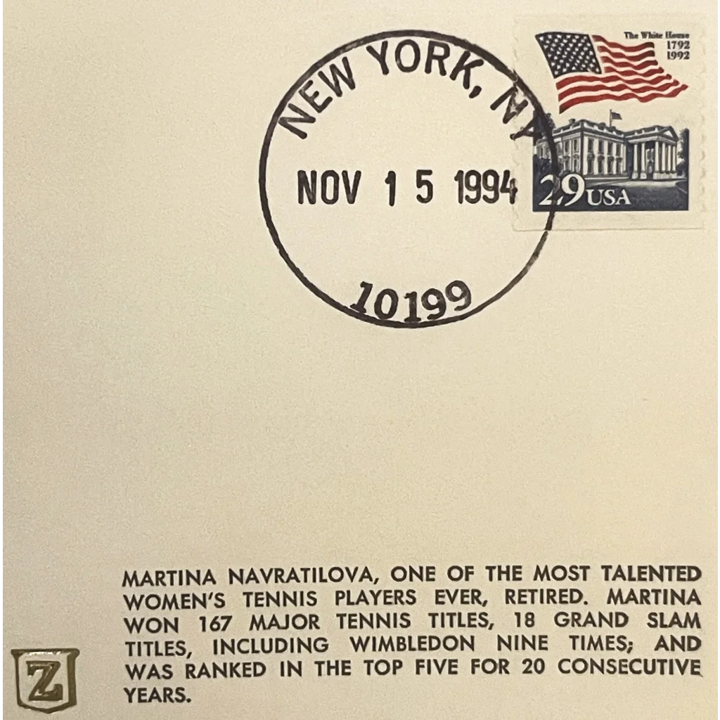Vintage 1994 🏆 Martina Navratilova Retires Tennis 🎾 Embossed Stamped Envelope! Collectibles and Antique Gifts