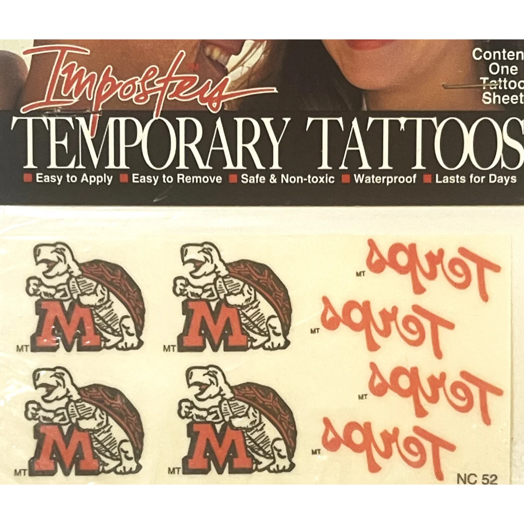 Vintage 1994 🏈 CFL Maryland Terps Temporary Tattoos College Big Ten Memorabilia! Collectibles and Antique Gifts Home