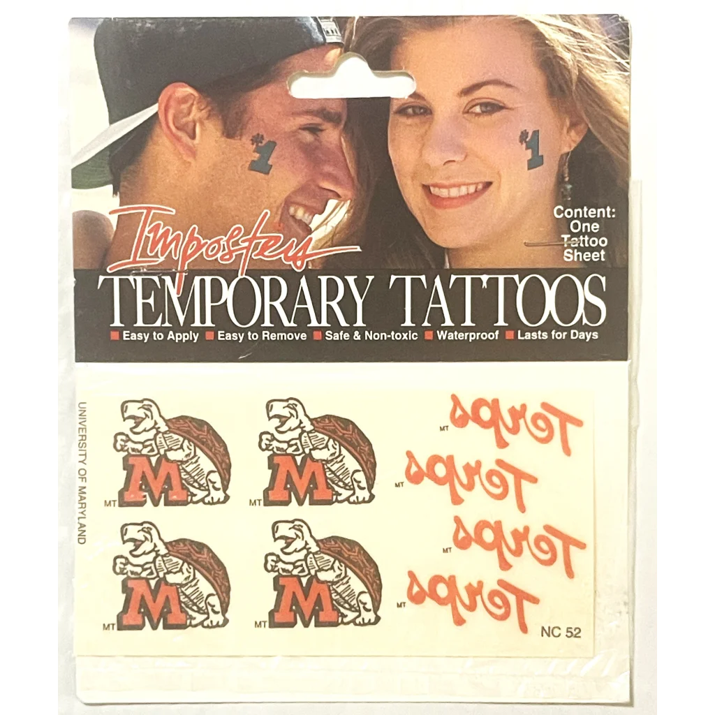 Vintage 1994 🏈 CFL Maryland Terps Temporary Tattoos College Big Ten Memorabilia! Collectibles Antique Collectible