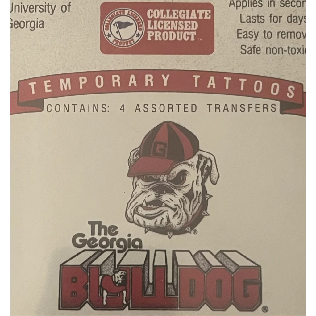 Vintage 1994 NCAA College Football 🏈 Georgia Bulldogs 🏆 Temporary Tattoos Collectibles Antique Collectible Items |