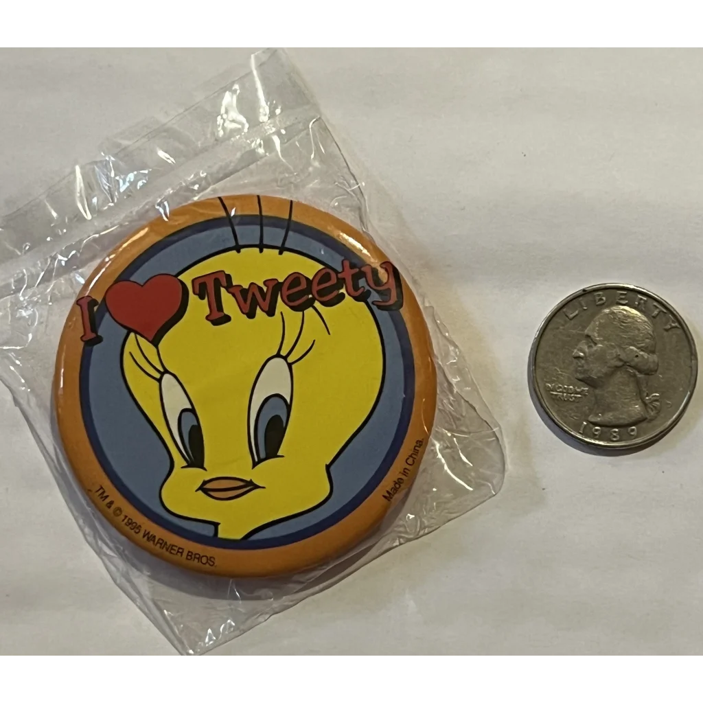 Vintage 1995 Looney Tunes Pin I love Tweety Bird Unopened in Package! Collectibles and Antique Gifts Home page