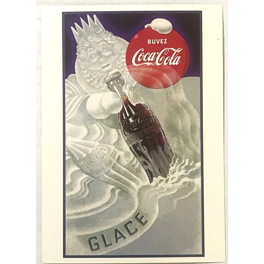 Vintage 1997 🎄 Coke Coca Cola Glace Postcard Made in USA 🎅 Santa for Canada! Advertisements Antique Soda