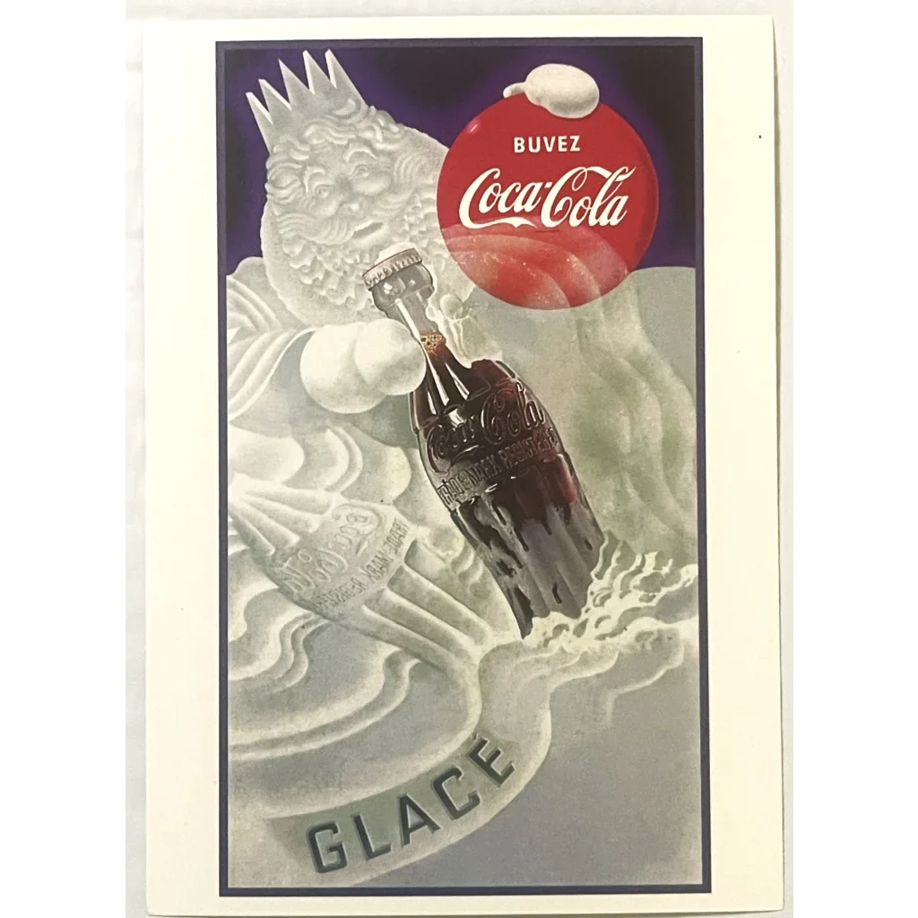 Vintage 1997 🎄 Coke Coca Cola Glace Postcard Made in USA 🎅 Santa for Canada! Advertisements Rare | Design