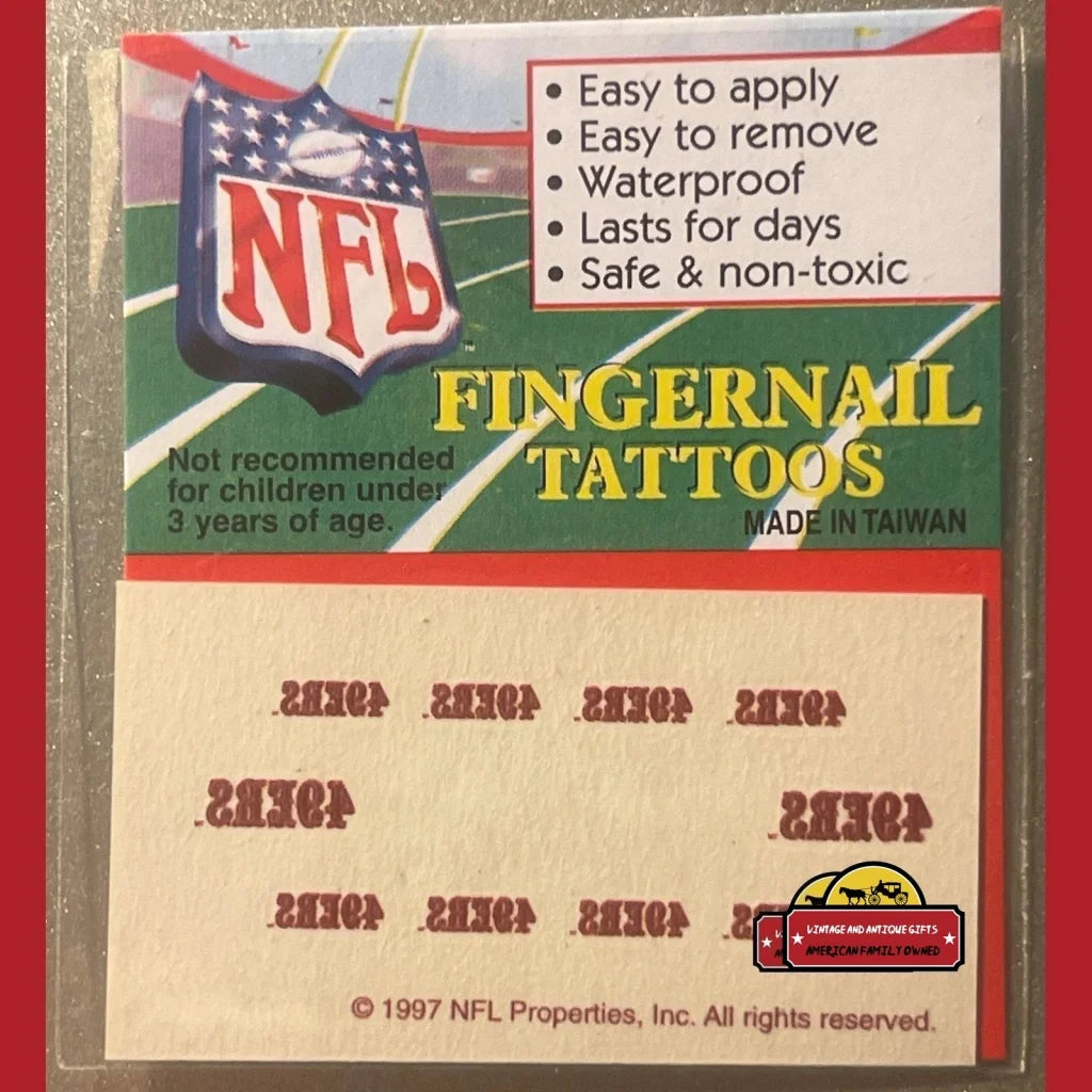 Vintage 1997 NFL Fingernail Tattoos San Francisco 49ers It’s Football Season!!! Advertisements and Antique Gifts Home