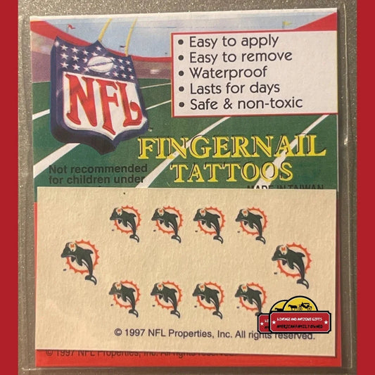 Vintage 1997 NFL Fingernail Tattoos Miami Dolphins It’s Football Season!!! Advertisements Antique Collectible Items
