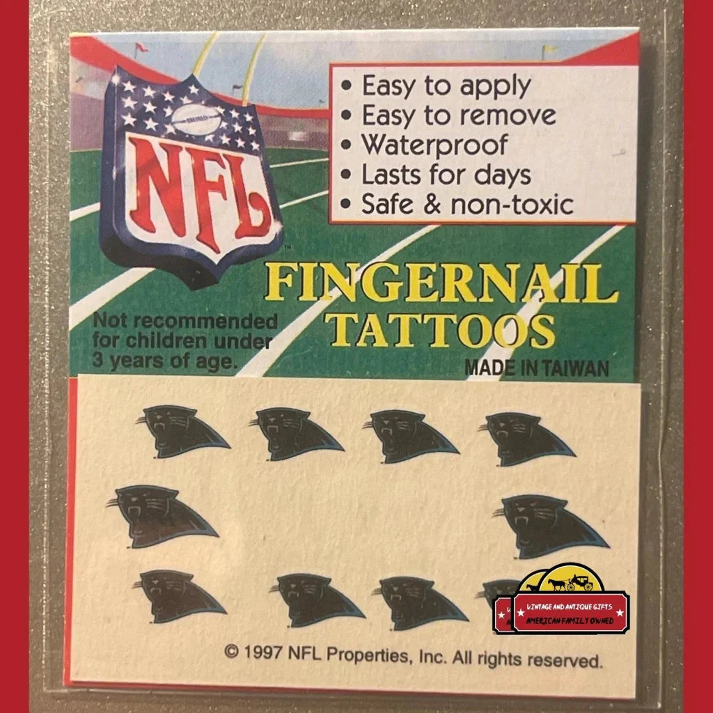 Vintage 1997 NFL Fingernail Tattoos Carolina Panthers It’s Football Season!!! Advertisements Get Game-Ready