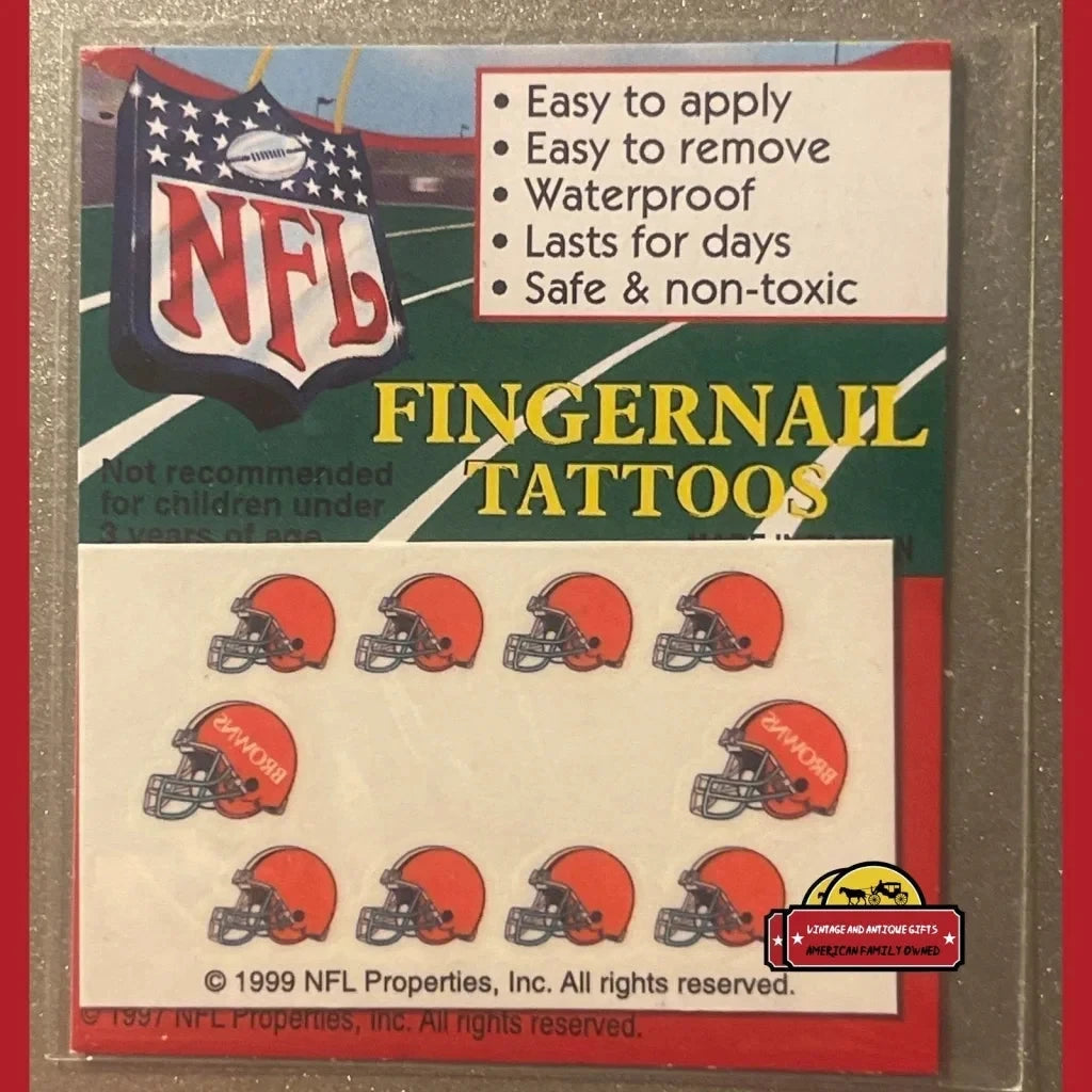 Vintage 1997 NFL Fingernail Tattoos Cleveland Browns It’s Football Season!!! Advertisements Antique Collectible Items