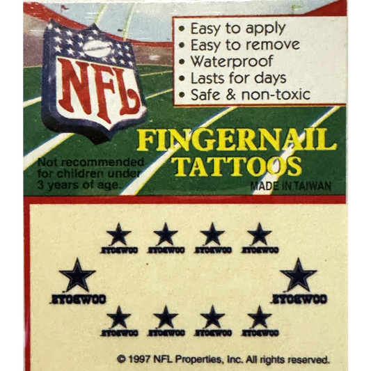 NFL fingernail tattoos featuring Dallas Cowboys logo and stars in a fun package