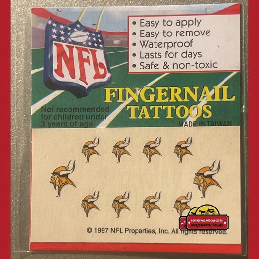 Vintage 1997 NFL Fingernail Tattoos Minnesota Vikings It’s Football Season!!! Advertisements Antique Collectible