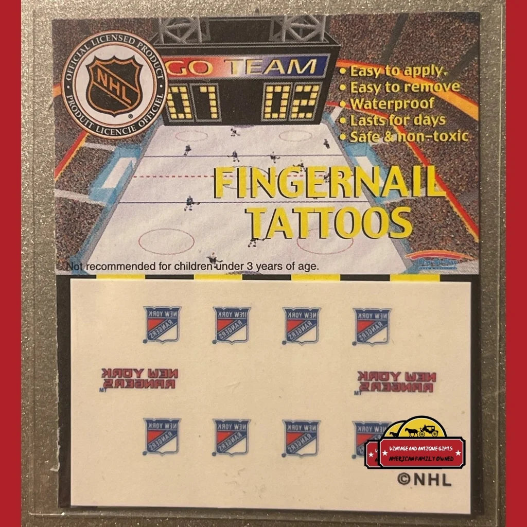 Vintage 1998 Nhl Fingernail Tattoos New York Rangers It’s Hockey Season!!! - Advertisements - Antique Misc. Collectibles