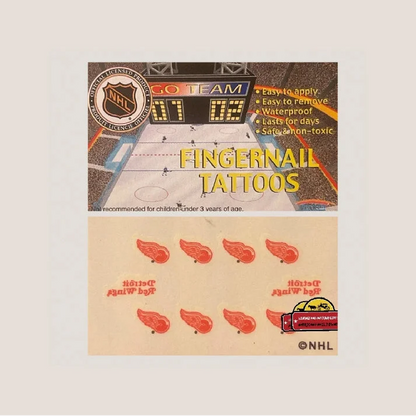 NHL fingernail tattoos featuring Detroit Red Wings for hockey fans