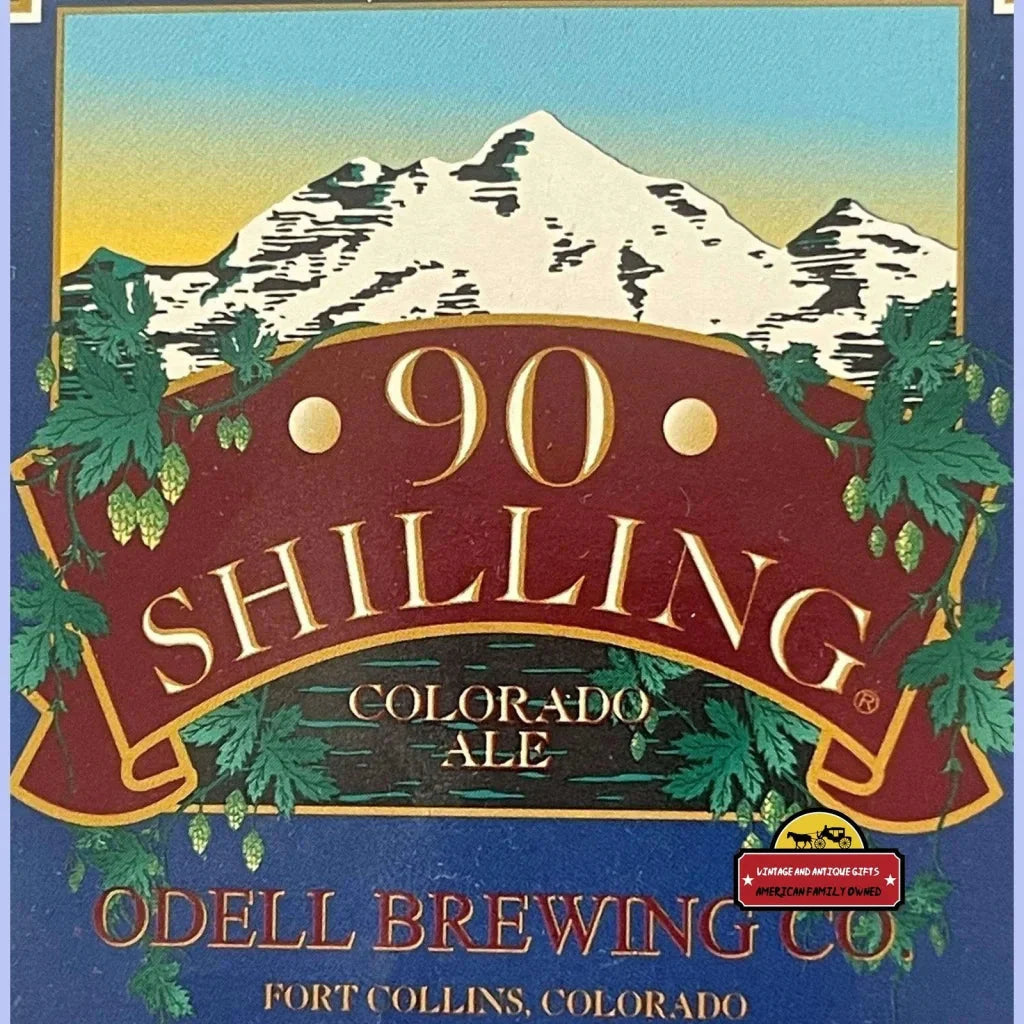 Beer label for 90 Shilling Colorado Ale by Odell Brewing featuring a mountain scene