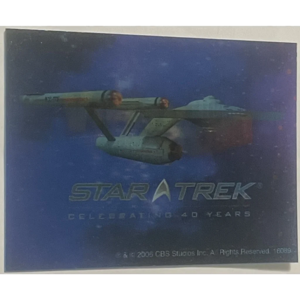 Star Trek Enterprise hologram on a collectible card for 40th anniversary fans